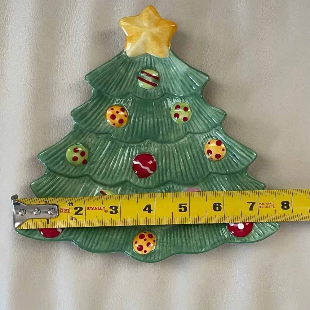 Fitz And Floyd Snowflake & Jake Snack Plate Christmas Tree Holiday Platter
